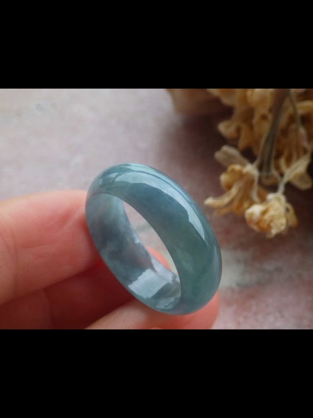 green Certificate Jadeite jade Green plain Ring Circle size10.5